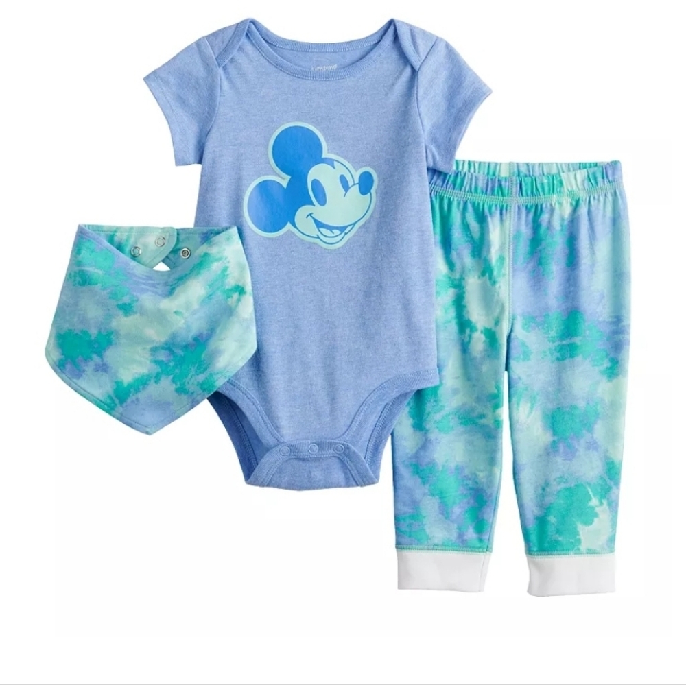 3 For $30. Mickey Mouse bodysuit, pants, and bib set